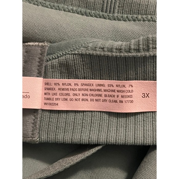 Auden Ribbed Seamless Sports Bra Green 3X Adjustable Straps Full Coverage Yoga - Picture 4 of 4